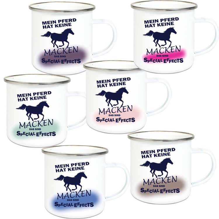 Emalie Tasse: Mein Pferd hat keine Macken.... Kaffeebecher Kaffeetasse bedruckt