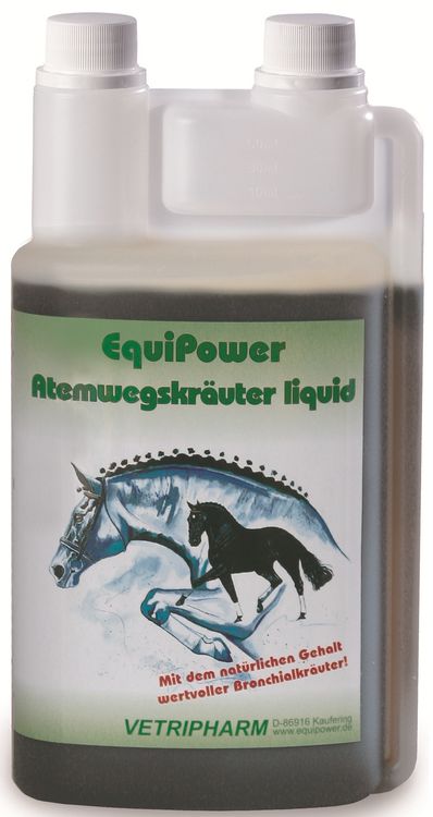 EquiPower Atemwegskräuter Liquid für Pferde, 1 Liter Flasche