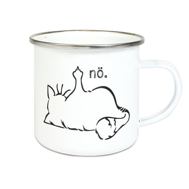 Emalie Tasse: NÖ (KATZE) Kaffeebecher Kaffeetasse bedruckt