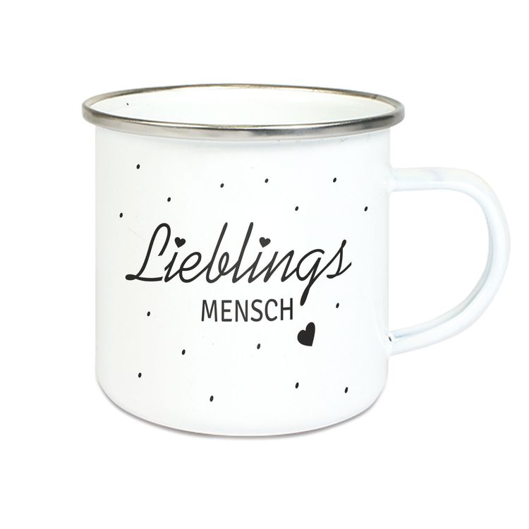 Emalie Tasse: LIEBLINGSMENSCH Kaffeebecher Kaffeetasse bedruckt