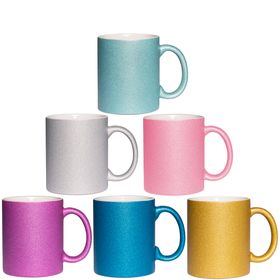 Glitzer Tasse blanco