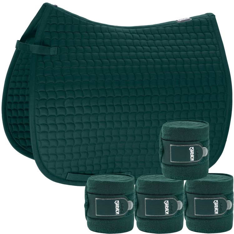 Set Eskadron Basic Cotton Schabracke mit Fleecebandagen in racinggreen