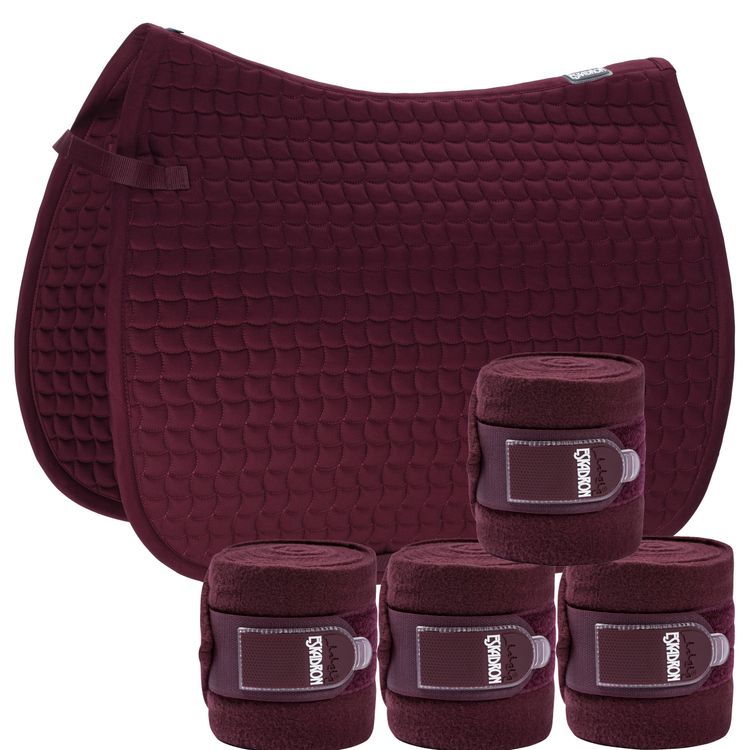 Set Eskadron Basic Cotton Schabracke mit Fleecebandagen in blackberry