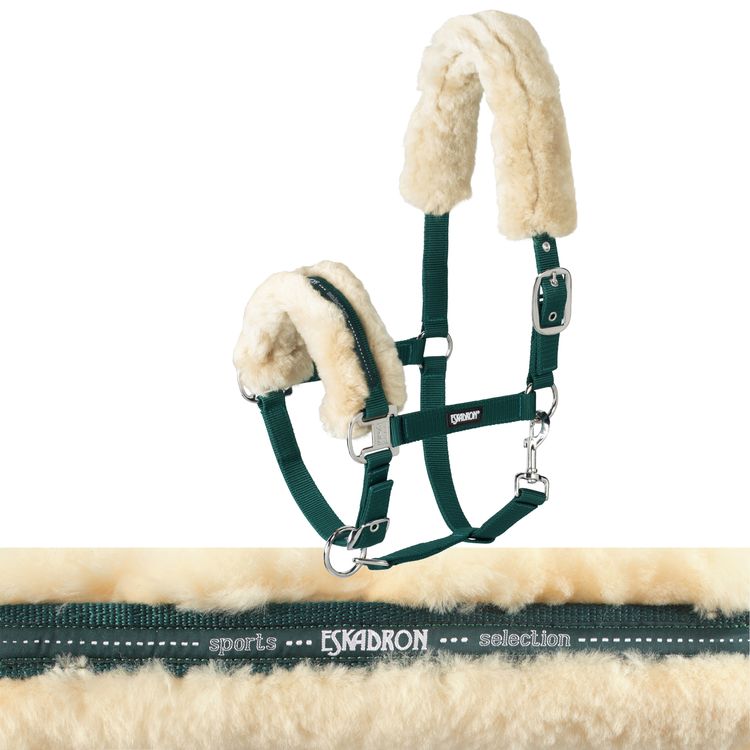 Eskadron Halfter Lammfell Dornschnalle New Basic in racinggreen
