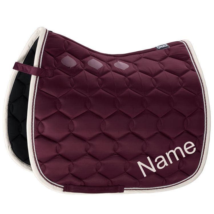 Eskadron Dressur Kordel-Schabracke Glossy Wave in blackberry mit Namen bestickt 