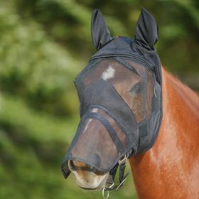 Waldhausen Fliegenmaske Premium mit Ohren und Nasenschutz in schwarz
