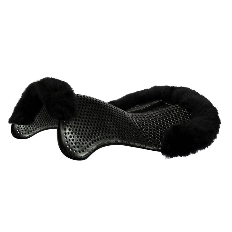 Acavallo Gel Pad Massage mit Schaffellrand - schwarz, onesize AC162