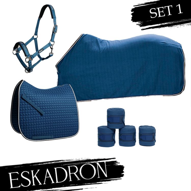 Eskadron ocean Set 1 - Cotton Schabracke, Halfter, Abschwitzdecke, Fleecebandagen