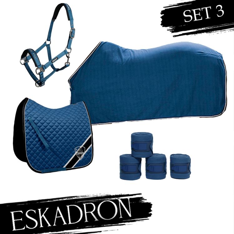 Eskadron ocean Set 3 - Bicolor Schabracke, Halfter, Abschwitzdecke, Fleecebandagen