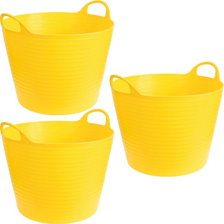 3er Pack flexibler Trog FlexBag 42l Fassungsvermögen in gelb
