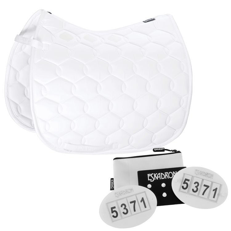 Set Eskadron Schabracke Glossy Wave (ohne Kordel) weiß & Startnummern Set-Quick