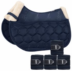 Eskadron Set Glossy Evo-Wool Schabracke & 4er Set Fleecebandagen in nightblue