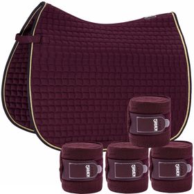 Set Eskadron Cotton Contrast Schabracke mit Fleecebandagen in blackberry