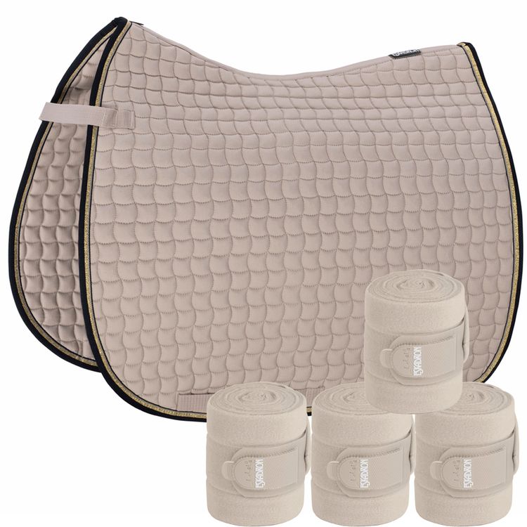 Set Eskadron Cotton Contrast Schabracke mit Fleecebandagen in dove