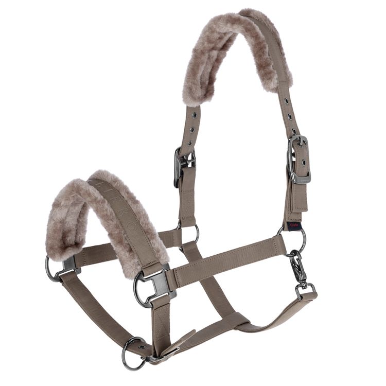 Covalliero Halfter mit Kunstfell in taupe