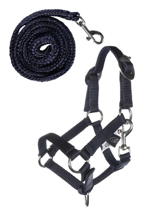 HKM Hobby Horse Halfter und Strick in dunkelblau