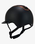 Equestro Reithelm Eclipse mit Strasssteinen und breitem Visier black-rosegold