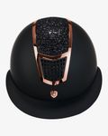 Equestro Reithelm Eclipse mit Strasssteinen und breitem Visier black-rosegold