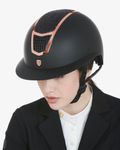Equestro Reithelm Eclipse mit Strasssteinen und breitem Visier black-rosegold