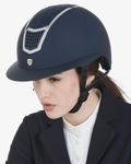 Equestro Reithelm Eclipse mit Strasssteinen und breitem Visier navy-silver