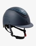 Equestro Reithelm Galaxy mit Strasssteinen und schmalem Visier navy