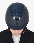 Equestro Reithelm Galaxy mit Strasssteinen und schmalem Visier navy