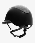 Equestro Reithelm Luxury mit Strasssteinen und großem Visier black-silver