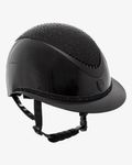Equestro Reithelm Luxury mit Strasssteinen und großem Visier black-black