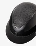 Equestro Reithelm Luxury mit Strasssteinen und großem Visier black-black