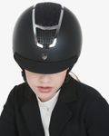 Equestro Reithelm Eclipse mit Strasssteinen und schmalem Visier black-silver