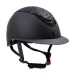 Equestro Reithelm Galaxy mit breitem Visier black matt, Top mit Strassteinen