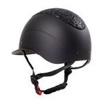 Equestro Reithelm Galaxy mit breitem Visier black matt, Top mit Strassteinen