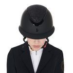 Equestro Reithelm Galaxy mit breitem Visier black matt, Top mit Strassteinen