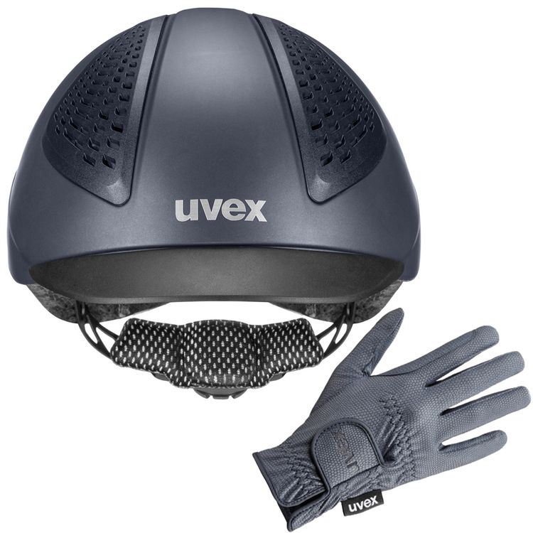 UVEX Reithelm exxential III inkl. Sportslye Handschuhe in blue