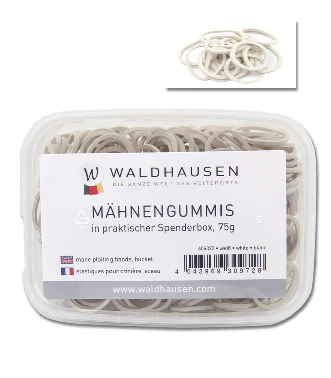 Mähnengummis in Spenderbox in weiß