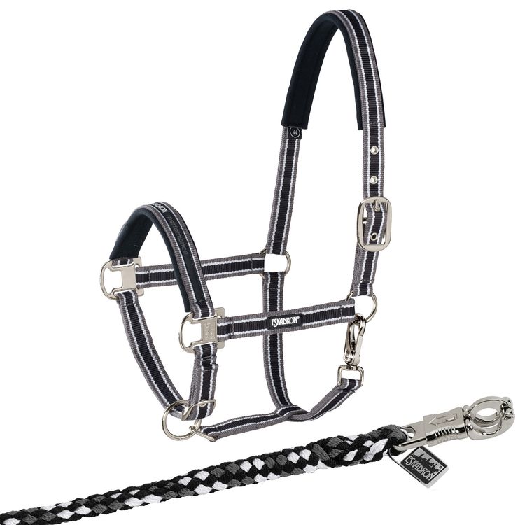 Eskadron Set Halfter Pin Buckle mit Panikhakenstrick in anthra-white-black