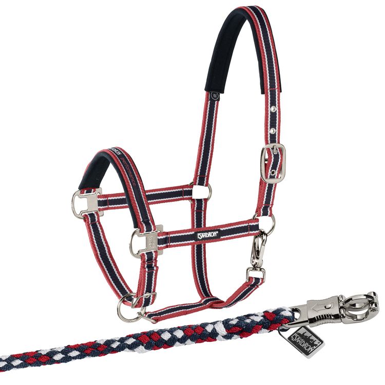 Eskadron Set Halfter Pin Buckle mit Panikhakenstrick in chili-white-navy