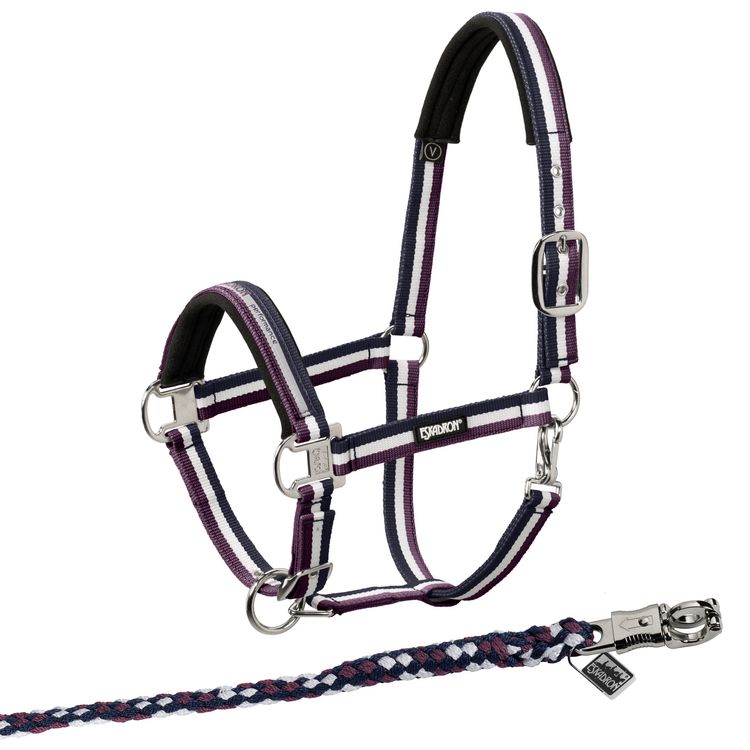 Eskadron Set Halfter Pin Buckle mit Panikhakenstrick in navy-white-blackberry