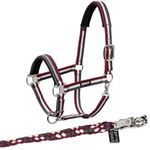Eskadron Set Halfter Pin Buckle mit Panikhakenstrick in anthra-creme-rustic red