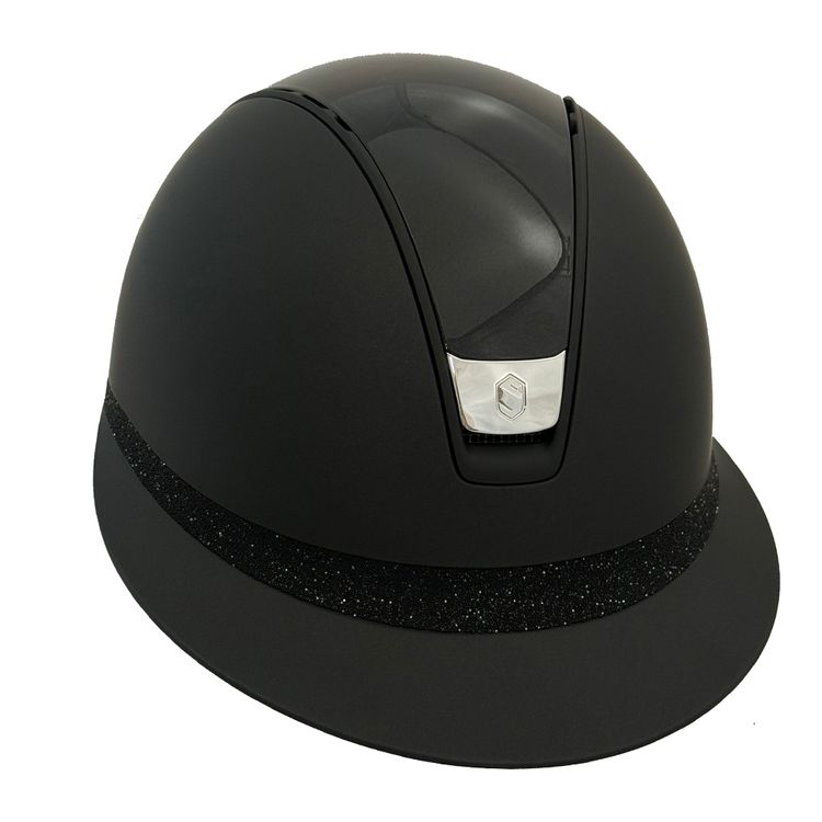 Samshield Miss Shield 2.0 Shadowmatt black - Top Glossy black + FB Crystal Fabric Swarovski black, Trim black matt, Blason chrome