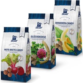 DERBY 3er Pack Pferdeleckerchen Banane & rote Beete Candy & Glückskekse (3x1kg)