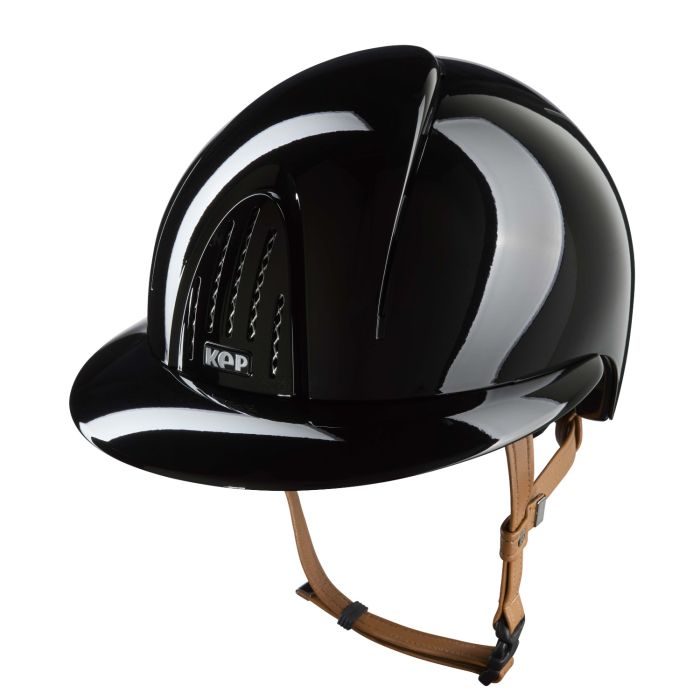 KEP Reithelm Nova Smart Polish Polo Visier in black mit Kinnriemen beige