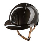 BASIS - KEP Reithelm Nova Smart Polish Polo Visier in braun mit Kinnriemen beige