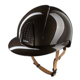 KEP Reithelm Nova Smart Polish Polo Visier in braun mit Kinnriemen beige