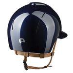 KEP Reithelm Nova Smart Polish Polo Visier in blau mit Kinnriemen beige