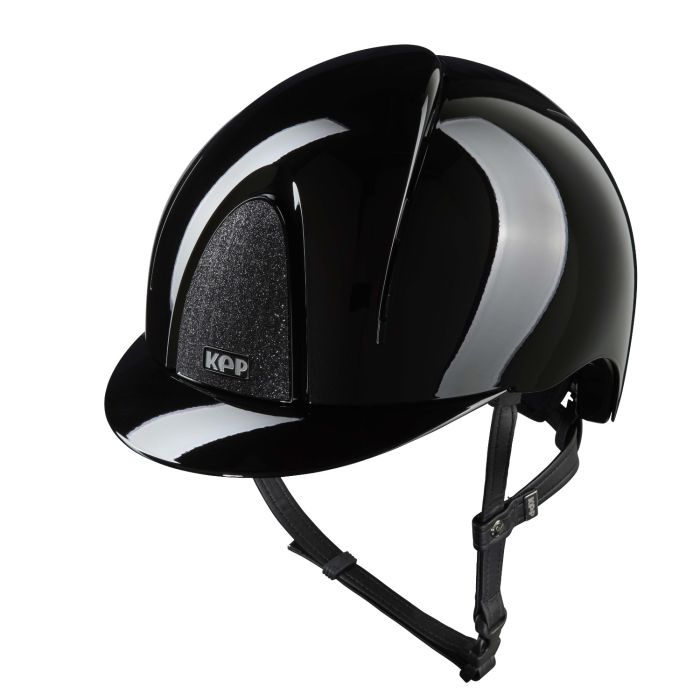 KEP Reithelm Nova Smart Polish, kleines Visier schwarz Star schwarz, Kinnriemen schwarz