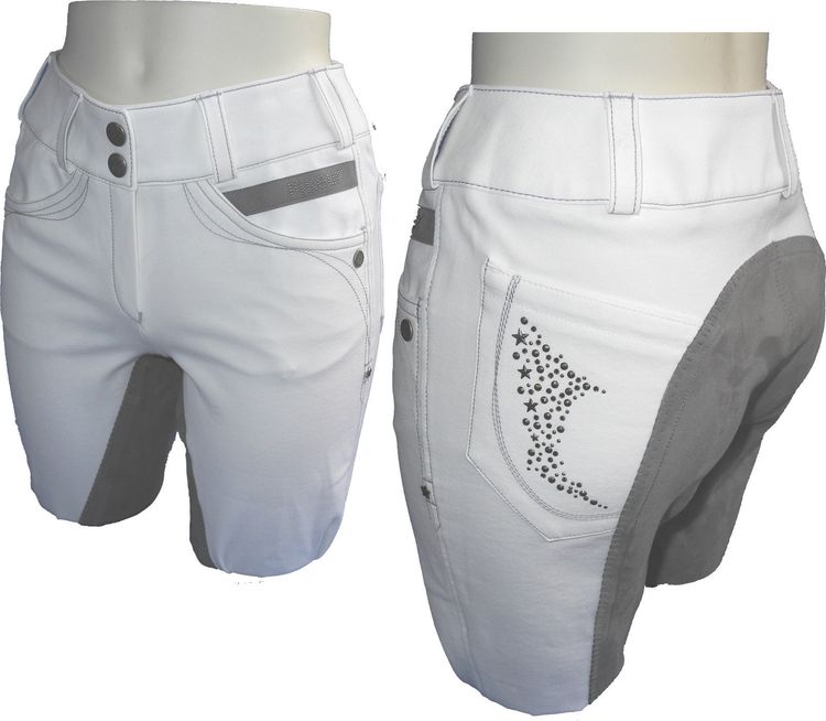 Pikeur Damenhose Graciella weiß, Besatz platingrau -  viele Größen - NEU