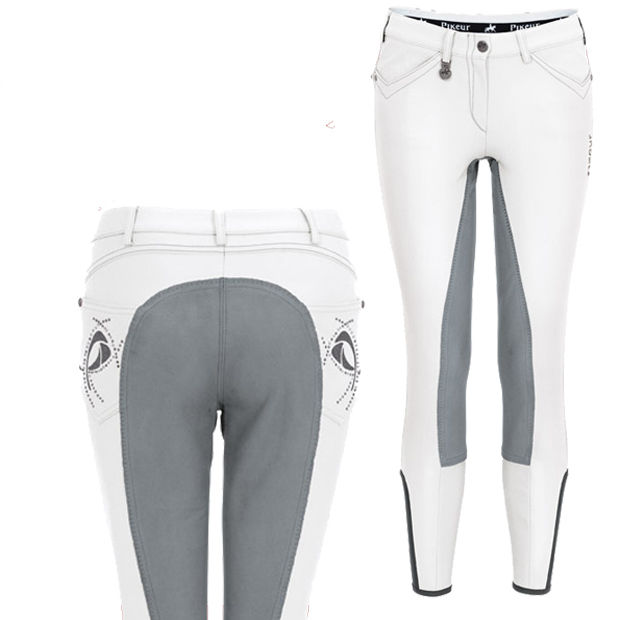 Pikeur Damen Reithose Piana in weiß / Vollbesatz in platingrau viele Größen
