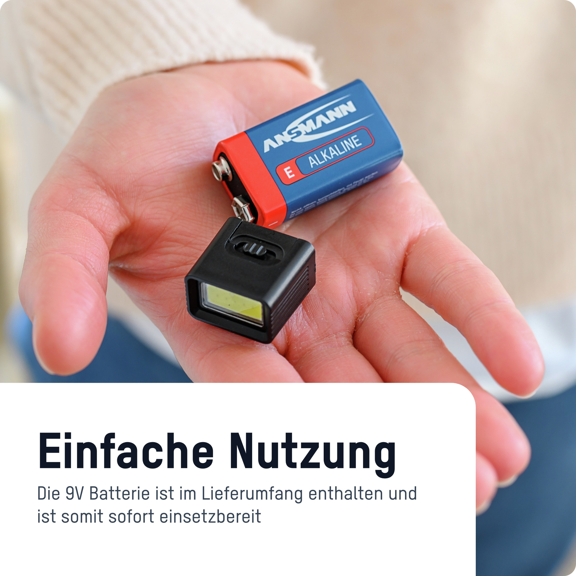 COB LED-Leuchte mit 9V Batterie