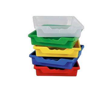 Fahrbares Regal mit 24 flachen ErgoTray Boxen